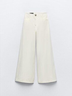 Off-White High-Waisted Wide-Leg Pants